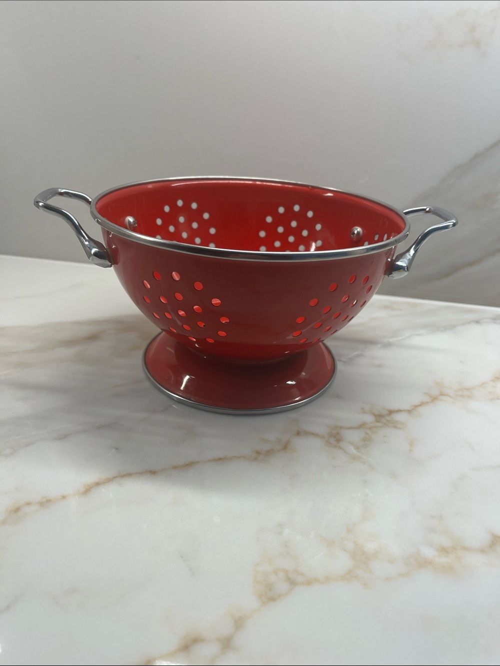 Red Stainless Steel Colander with Handles